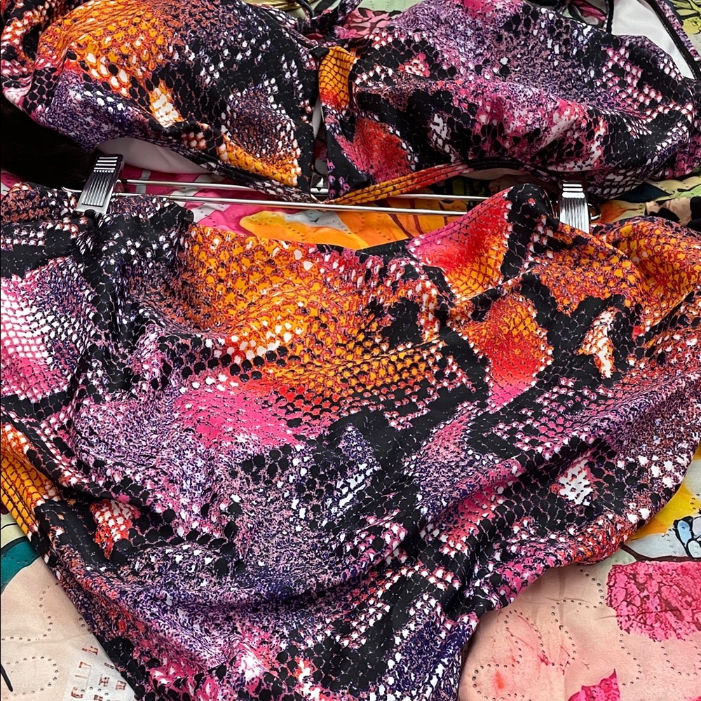 Vibrant Snake Print Bikini Top and bottom